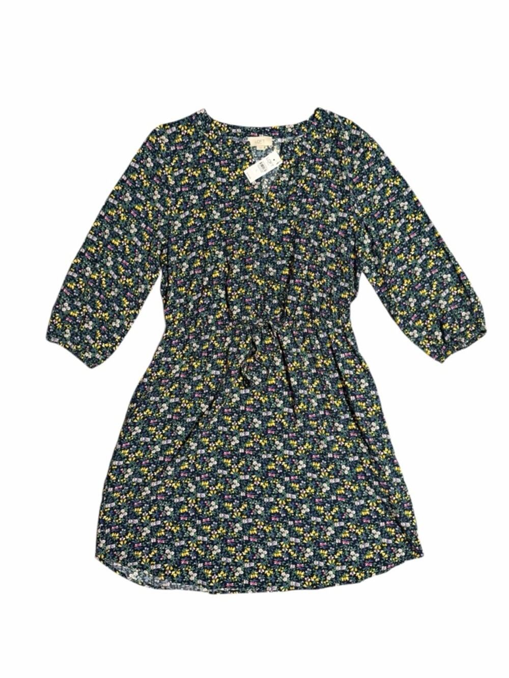 NEW Loft Floral 3/4 Sleeve Mini Dress Size Large